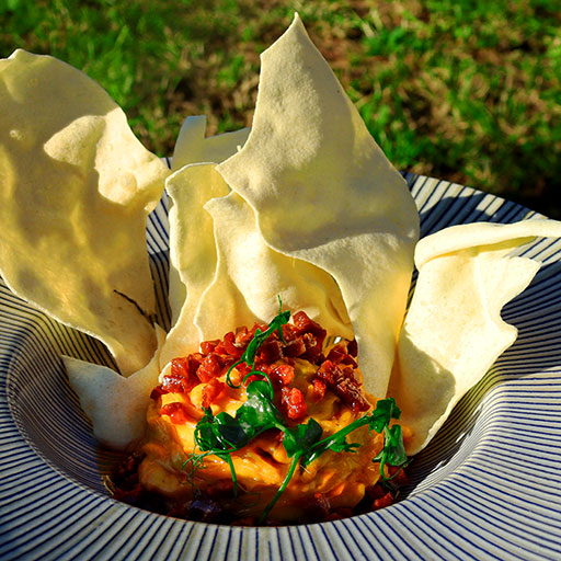 Traditional Hummus with Spanish Chorizo and Papadums